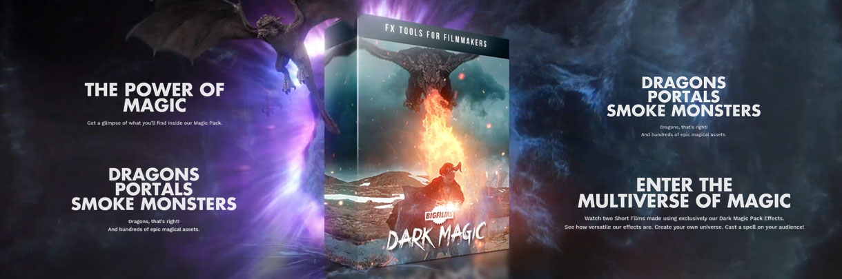 220+带透明通道的奇幻电影特效合成视频素材合集：Bigfilms DARK MAGIC Pack 4K